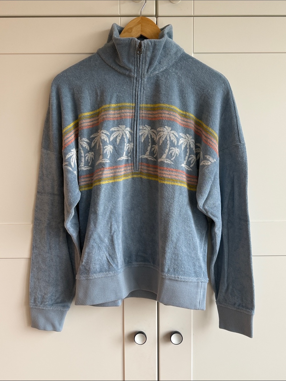 Faherty, Cabana Towel Terry Quarter Zip Jacket S size